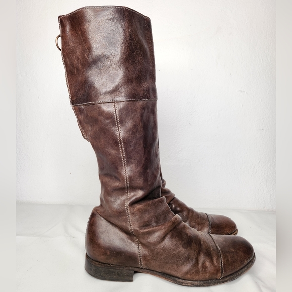 FIORENTINI+BAKER Brown Leather Tall Boots Zip Up Back and Zip Side sz 8 -7.5 8.5 - Picture 7 of 14